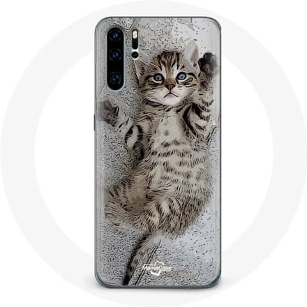 Hoesje - Huawei - P30 - Flexibel - Grijs - Schattig Bengaals kitten