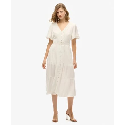 Superdry - Ibiza midi-jurk met korte mouwen - Dames - Jurken