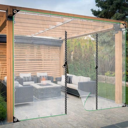 Buitengordijnen - Dekzeil Paneel - Terras Beschermen - Met Rits - 6x2.5m - Transparant
