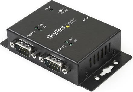 StarTech.com 2 Port Industrial Wall Mountable USB Aan Serial adapter Hub with DIN Rail Clips