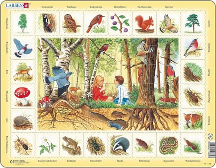 Bos Puzzel - Natuur Puzzel - Kinderspel - Dubbele Uitdaging - 48 Stukjes - Groen Bruin