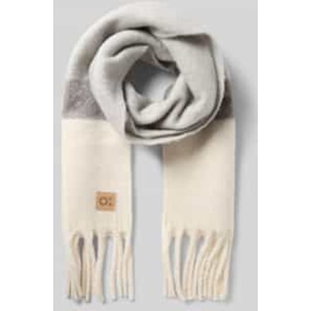 Sjaal met franjes en labeldetail, model 'Allanis'