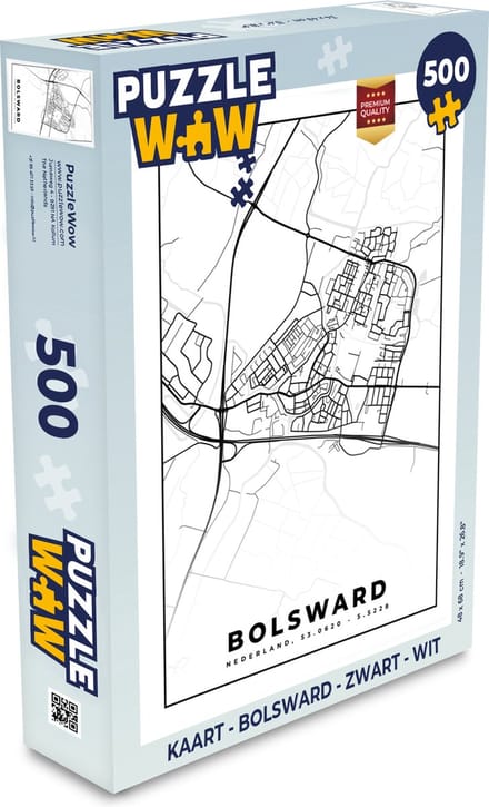 Puzzel Kaart - Bolsward - Zwart - Wit - Legpuzzel - Puzzel 500 stukjes