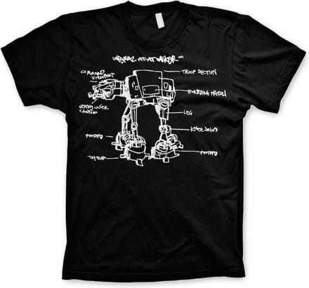 Star Wars Heren Tshirt -S- AT-AT Sketch Zwart