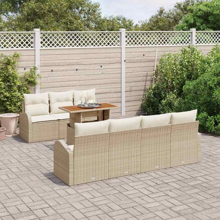 vidaXL - Tuinbank - Set - 8 - st - Beige - en - Crème - 100 - x - 55 - x - 73 - cm