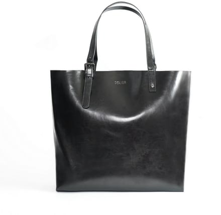Solier FL32 Tivora - Leren dames shopper - Geschikt voor A4 - Met ritssluiting - Zwart