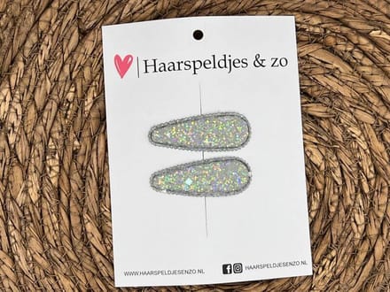 Haarspeldjes Saar set 7 - kerstcollectie - glitters - klikklakspeldje - zilver/grijs