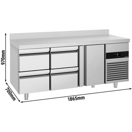 GGM Gastro Kühltisch PREMIUM - 1865x700mm - mit 1 Tür - 4 Schubladen - mit Aufkantung