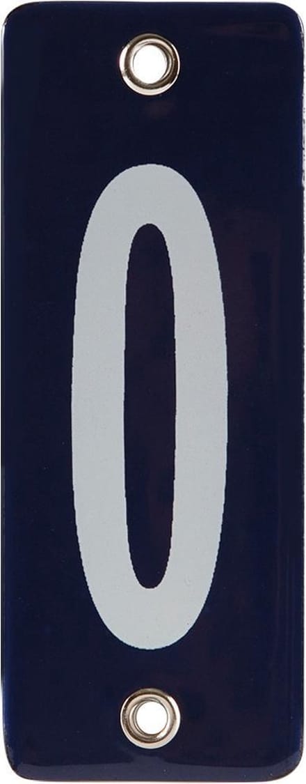 Emaille koppelbaar huisnummer blauw nr. 0