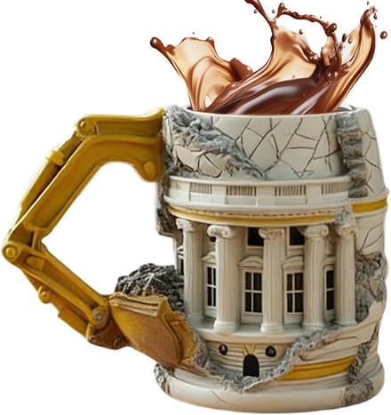 Graafmachine Mok - Thema Mok - Drinken & Decoratie - 3D Graafmachine Design - 300ml Capaciteit - Wit