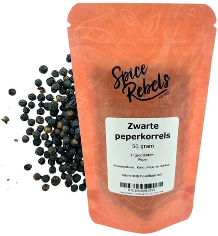 Spice Rebels - Zwarte peperkorrels - zak 50 gram