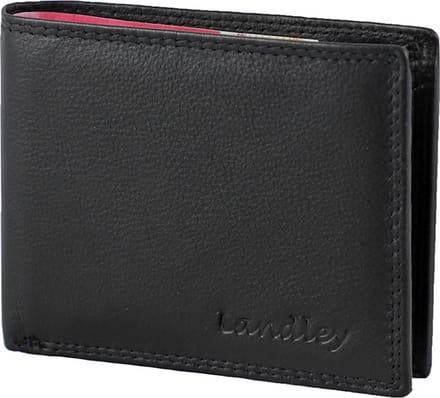 Landley Leren Heren Portemonnee Billfold - Compact Model - Formaat S - RFID - Soepel Nappa Leer - Zwart