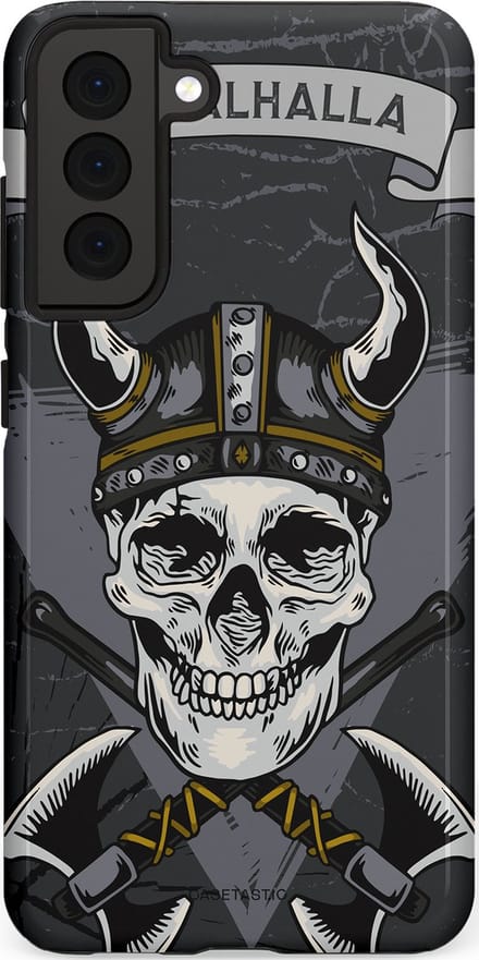 Casetastic hoesje geschikt voor Samsung Galaxy S21 FE 5G - Dubbellaagse bescherming - Valhalla - Fashion Case - Donkergrijs Grijs