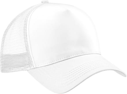 Beechfield Heren Half Mesh Trucker Cap / Hoofddeksel (Wit/Wit)