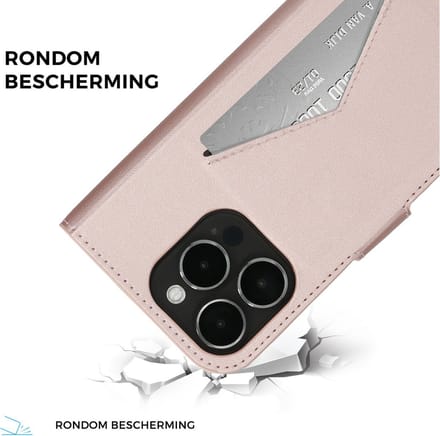 Mobiparts Classic Wallet hoesje geschikt voor Apple iPhone 15 Pro met 1 Screenprotector van Gehard Glas - Roze