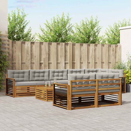 vidaXL - Buiten - bank - set - 9 - st - Natuurlijk - en - Licht - Grijs