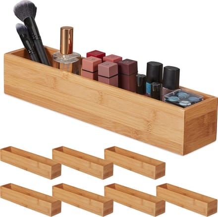 8x Bamboe opbergbox - opbergdoosje - hout - langwerpig - organizer - houder