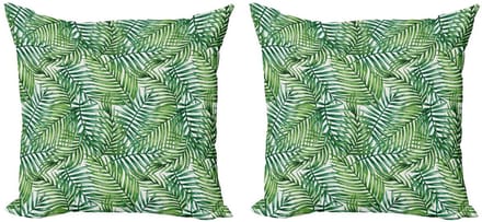 ABAKUHAUS Blad Kussenhoes – 2x50x50 cm – Dubbelzijdig – Groen/Wit