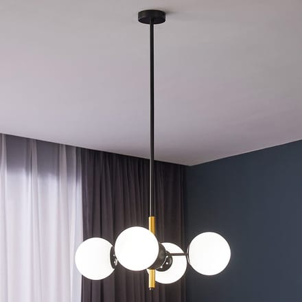 LumenXL Moderne hanglamp Callie zwart - melkwit glas, 4-lichts
