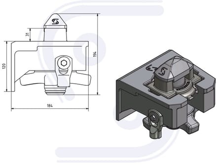 Twistlock FD02SK standaard gegoten zijkant open