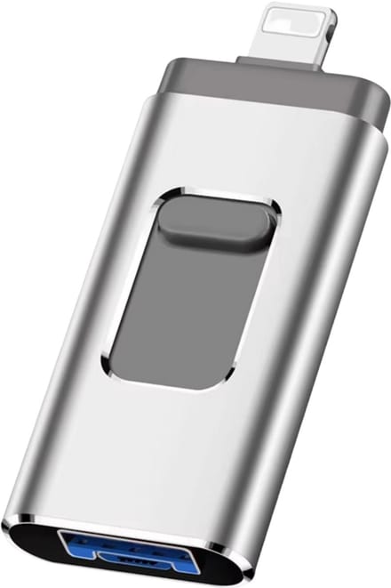 USB Flash Drive 128GB USB 3.0 Geheugenstick – Externe Opslag, geschikt voor iPhone, Telefoon, Android, Type-C & Windows 4-in-1 USB Stick - Zilver