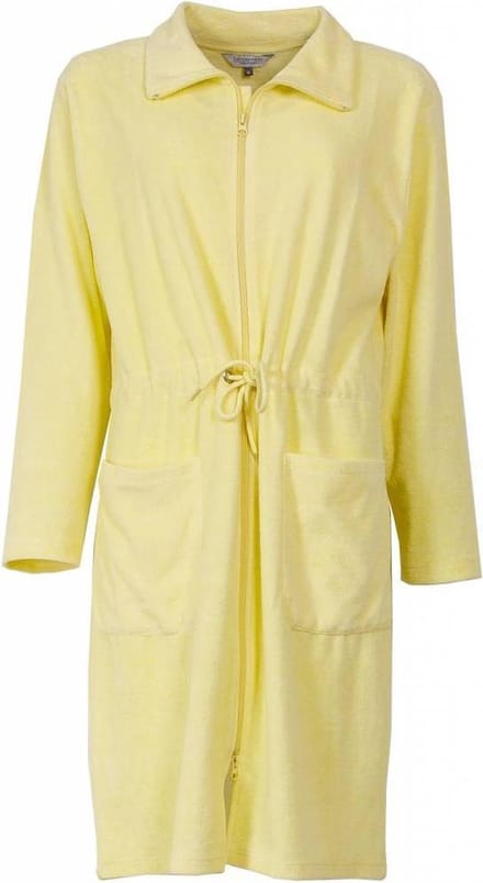 Tenderness Dames Badjas - Badstof - Rits - Zacht Geel - Maat S