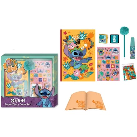 Disney Stitch dagboek decoset, met pompom pen en stickers