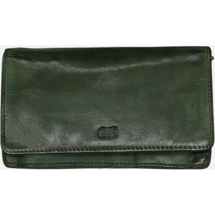 Bear Design Emma Portemonnee CL782 - Green – Van leer – Bear Design Emma CL782 is een leren overslagportemonnee voor wie pasjes, briefgeld en muntgeld overzichtelijk wil meenemen