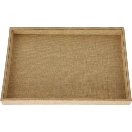 Sieraden Display Tray Stapelbare Platte Sieraden Organizer Linnen Vitrine Display voor Kettingen beige