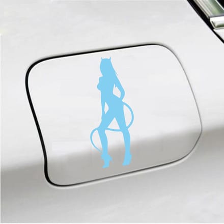 Bumpersticker - Vrouw Duivel - 7 X 16,5 - Licht Blauw