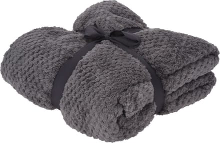 H&S Fleece deken/dekentje/plaid - polyester - grijs - 130 x 170 cm