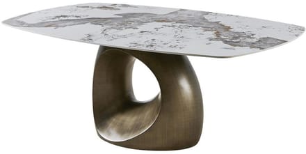 Tower Living Eettafel Castello - Ovaal Wit/Brons Keramiek - 200x120x75cm