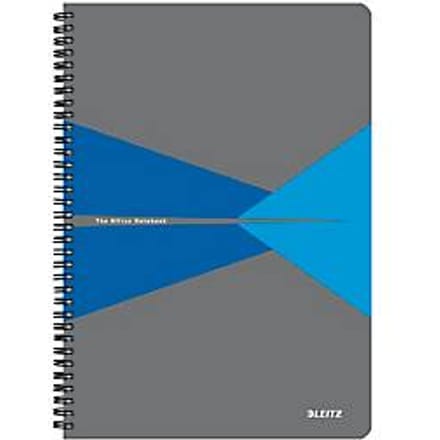 Leitz Office collegeblok, A4-formaat, 90 geruite vellen, 360° openend, spiraalbinding, kartonnen omslag, FSC®-gecertificeerd, blauw