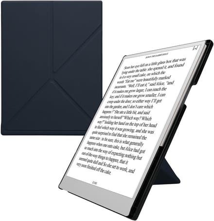 kwmobile e-reader hoesje geschikt voor Remarkable Paper Pro hoes - E reader case met standaard en penhouder - Kunstleren ereader cover in donkerblauw