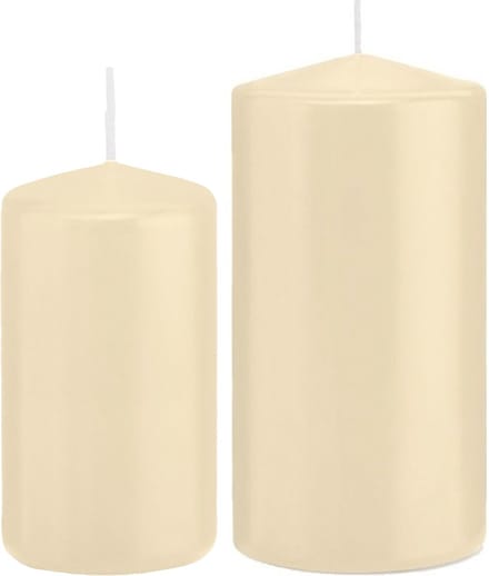 Trend Candles - Stompkaarsen set 6x stuks creme wit 12 en 15 cm