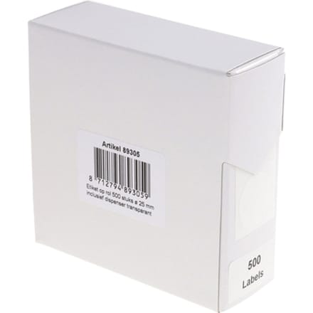 Etiket Rillprint 25mm op rol transparant 500 stuks