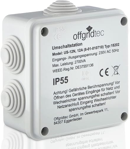 Omschakelstation voor Netprioriteitsschakeling 12A 2700W 230VAC