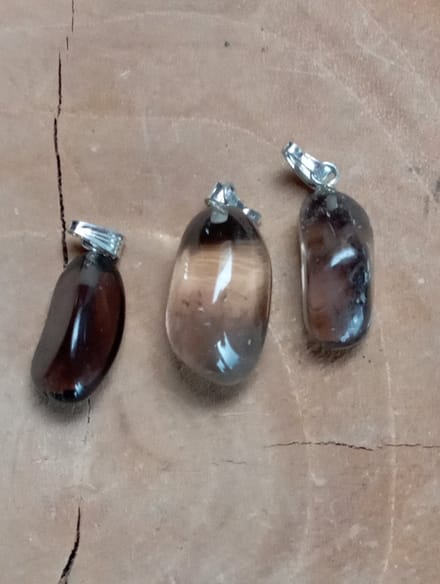 Rookkwarts edelsteenhanger met geboord oogje