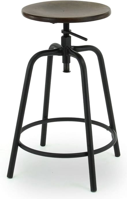 Workliving Barkruk Laag Rond - Vintage Hout - 57-65 CM
