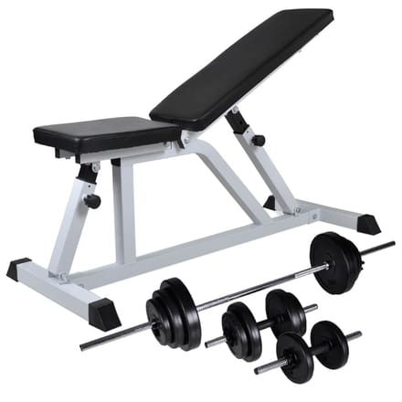vidaXL - Trainingsbank - met - halterset - 30,5 - kg