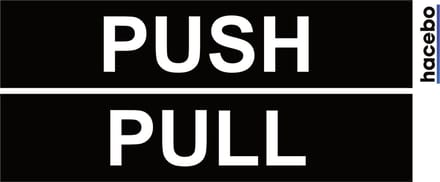 Deursticker Set Push Pull Horizontaal - 14x3 cm - Set van 2 stuks - Zwart met witte tekst - Duwen en Trekken - UV en Waterproof