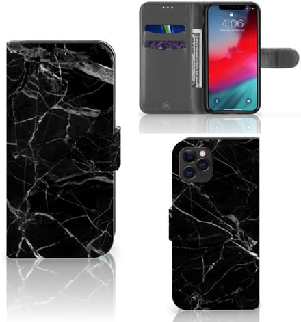 Apple iPhone 11 Pro Bookcase Marmer Zwart - Origineel Cadeau Vader
