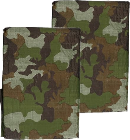 Benson Afdekzeil - 2x stuks - leger camouflage - kunststof - 3x4 m - dekkleed
