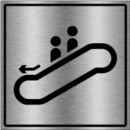 Roltrap omlaag bord - gecoat brushed aluminium | 20 x 20 cm