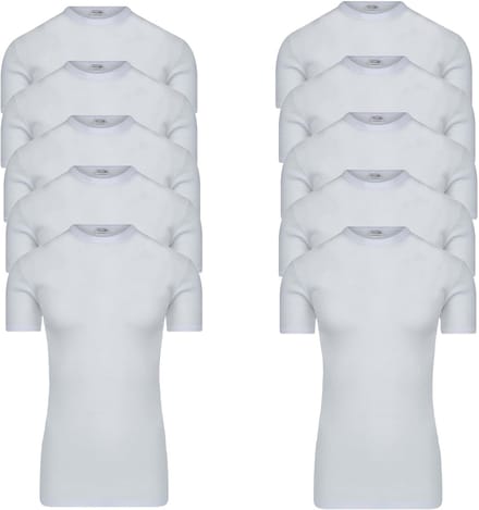 10-pack extra lange heren T-shirts van Beerenondergoed met ronde hals M3000 Wit M