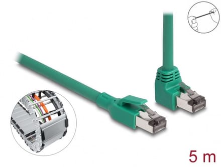 Delock RJ45 Network Cable PROFINET SF/UTP 90° angled 5 m green