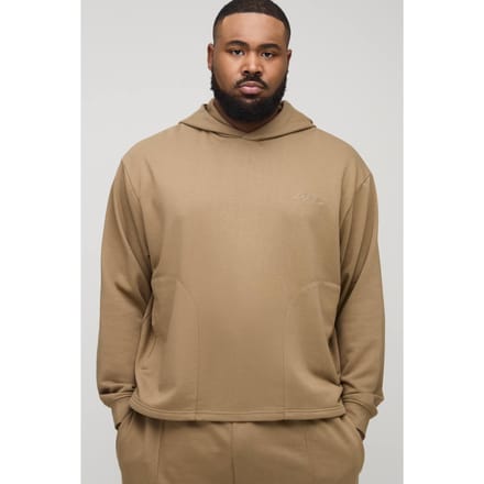 Plus Tonal Embroidered Welt Pocket Hoodie | Tan | Size 2XL
