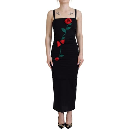 Roze Geborduurde Midi Jurk