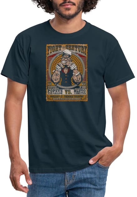 Popeye Gevecht Van De Eeuw Poster Gekleurd T-Shirt Heren