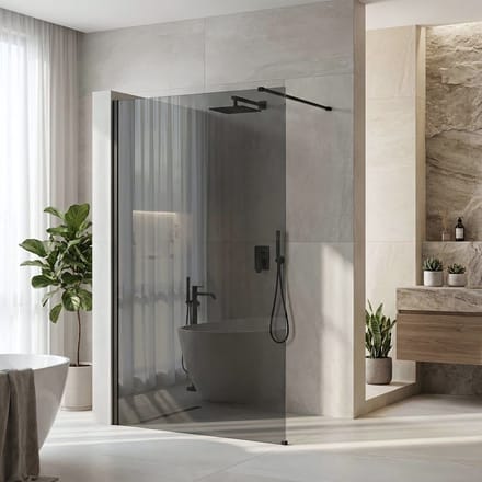 Rea Flexi Grey 120 - Gehard Glas 8 Mm (Grijs) - Douchewand - Zwart120X120X195Cm